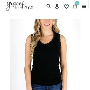 Grace and lace. lace trimmed perfect fit tank in black